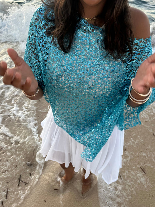 BLUE SHIMMER PONCHO